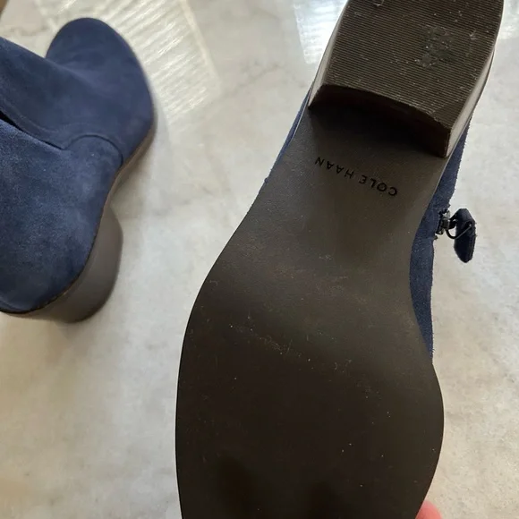 Navy Cole Haan Suede Booties - Picture 3 of 6